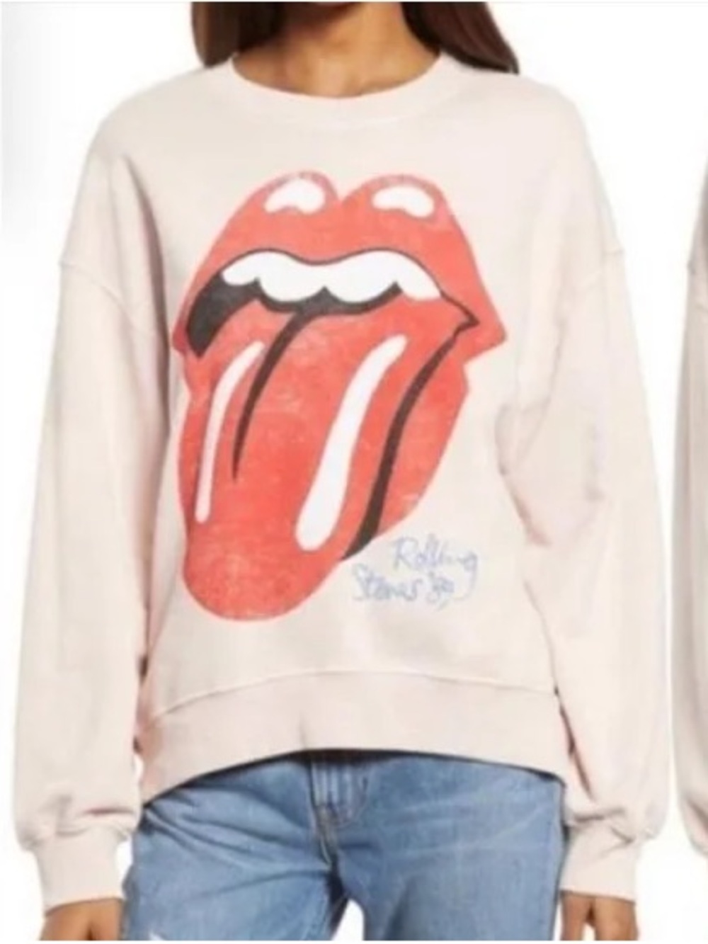 Daydreamer Rolling Stones Cotton Pink Tour Sweatshirt Size XS Boho Oversized